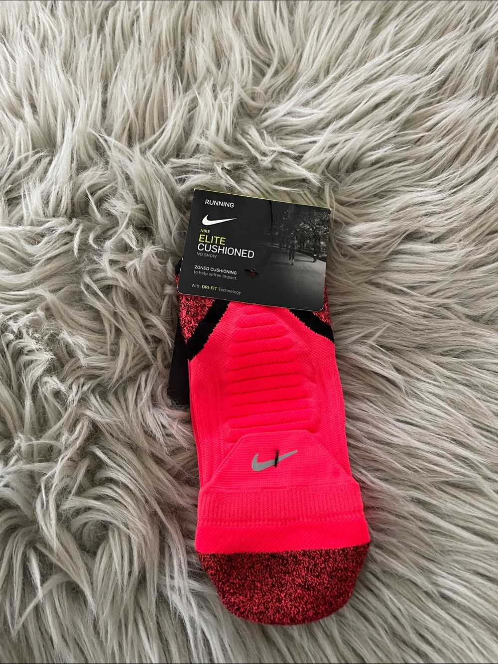 Nike No-Show Running Socks - Neon Pink with Black & Silver Accent